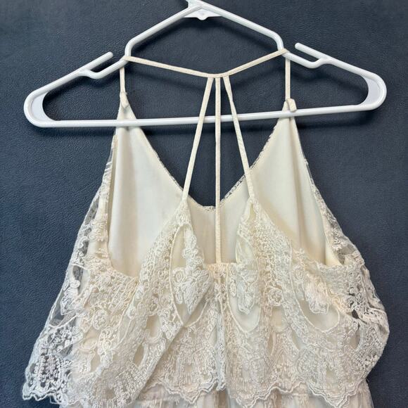 ASTR Dress Crochet Lace Dainty Fairy Whimsical Mesh Tiered Maxi Cottage Ethereal - Picture 15 of 15